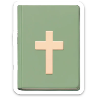 Open Light Sage green holy Bible with baby pink cross on the cover and baby pink coloured gardens coming on the cover  sticker