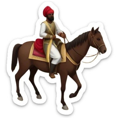 Early Ottoman settlement being built. Wooden houses, tents, and a small market. People in traditional Ottoman clothes, soldiers on horseback, and a flag waving sticker