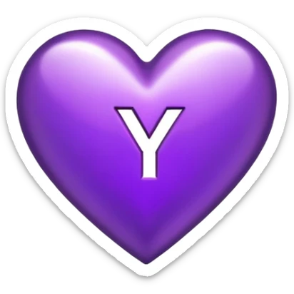 The Letter “y” inside a Purple Heart sticker