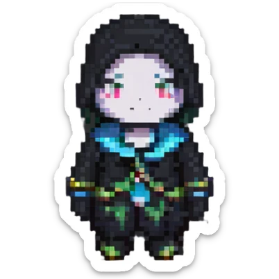 Huggy Wuggy character in pixel art style sticker