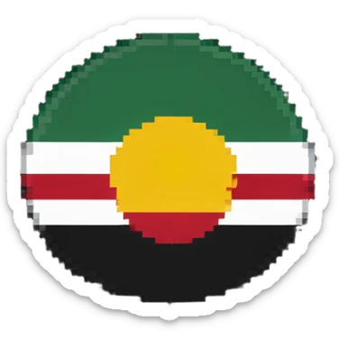 flag of Kurdistan with red, white and green horizontal stripes and a yellow sun symbol sticker