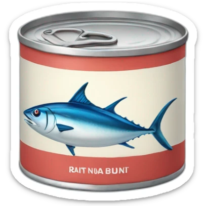 Realistic small can of tuna showing the shape of a boat only blue colors sticker