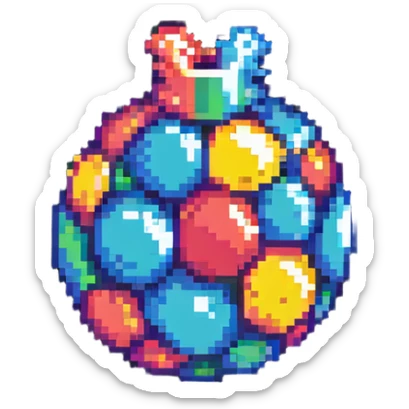 colorful bomb power up item with vibrant colors and highlights to stand out on black background sticker