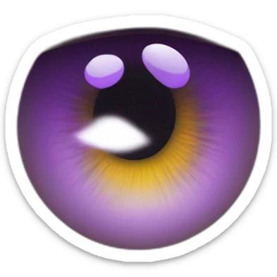 a very powerful male eye with a violet iris showing serious emotion and a beige color for the skin around the eye sticker