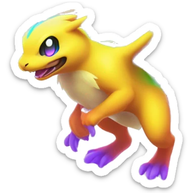 Colorful Neon Colors Vibrant Colors Flying Fakémon-Pokémon-Creature Full Body sticker
