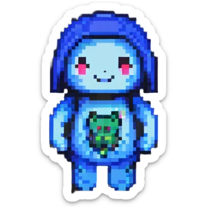 Huggy Wuggy character in pixel art style sticker