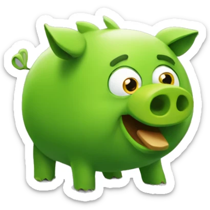 The green pig from Angry Birds, make it less bright and cartooney. I want a darker shade of green and minimilastic sticker