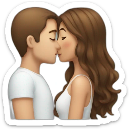 A one White man with short hair kissing one short brown girl with long hair sticker