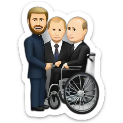 Gay Ramzan Kadyrov and angry vladimir putin in elevator wheelchair sticker