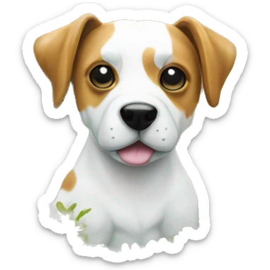 A dog made of glass filled with plants as a terrarium with graffiti doodles sticker