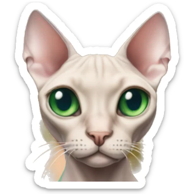 Sphynx cat with green eyes being held by pretty blonde girl with blue eyes sticker