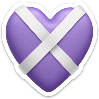 emoji of a violet heart similar to 💜with a healing bandage and have a white or light gray bandage wrapped around it, like this emoji❤️‍🩹. The bandage should be positioned diagonally across the heart, giving the appearance that the heart is being healed.  sticker