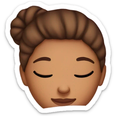tan girl with brown hair in a bun sleeping with pink blanket sticker
