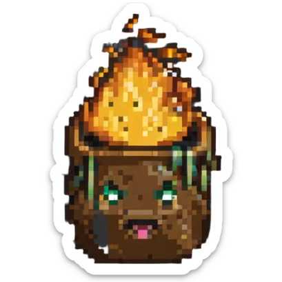 Donald Trump combined with a poop emoji, with a dumpster on fire in the background sticker