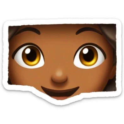 A beautiful brown skin woman with peeks cheerfully from an opening in a large cardboard box, her expression sad and the cartoon appear  sticker