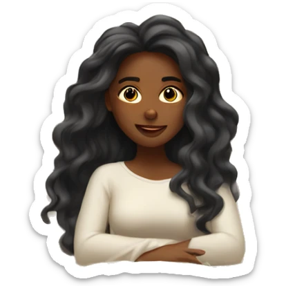 Beautiful black woman long hair waking up with sun behind her bed sticker