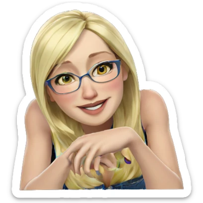 blonde girl with glasses smiling sticker