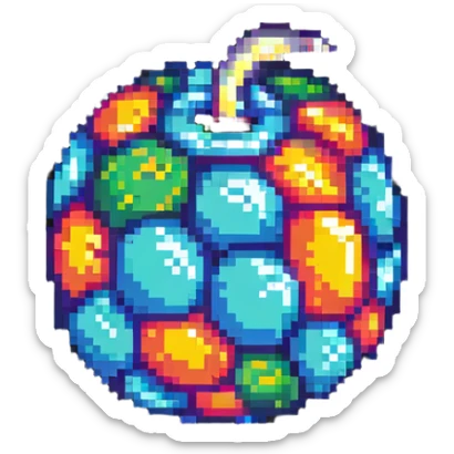 colorful bomb power up item with vibrant colors and highlights to stand out on black background sticker