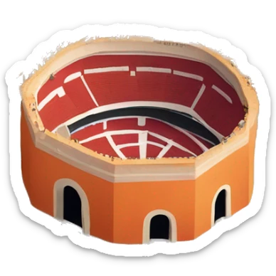 plaza de toros redonda vista desde arriba con el suelo naranja sticker