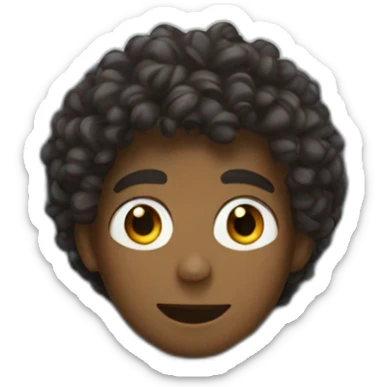 a boy with curly hair, dark skin, driving a car and listening to music sticker