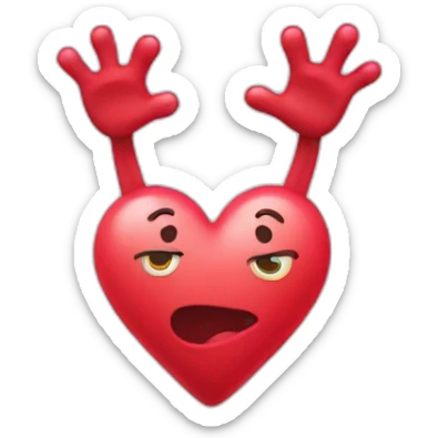 Heart with a sweet face with arms and legs coming out of it sticker