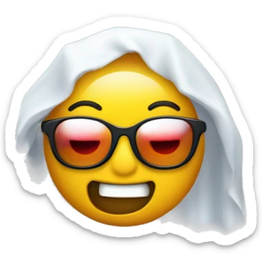 Haz un emoji de fantasma con corona, lentes y sacando la lengua  sticker