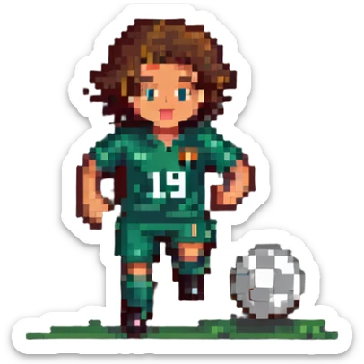 soccer player about to score on goal with the number 19 on his jersey sticker