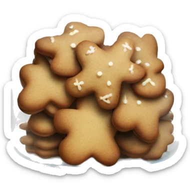 Realistic glass cookie jar with lid full of gingerbread cookies isolated.  sticker