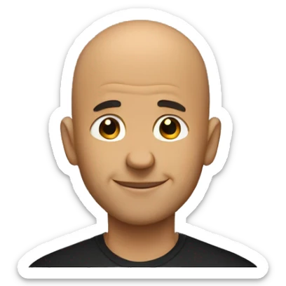 bald man in black shirt smooth out lines a little in brow and forehead  sticker