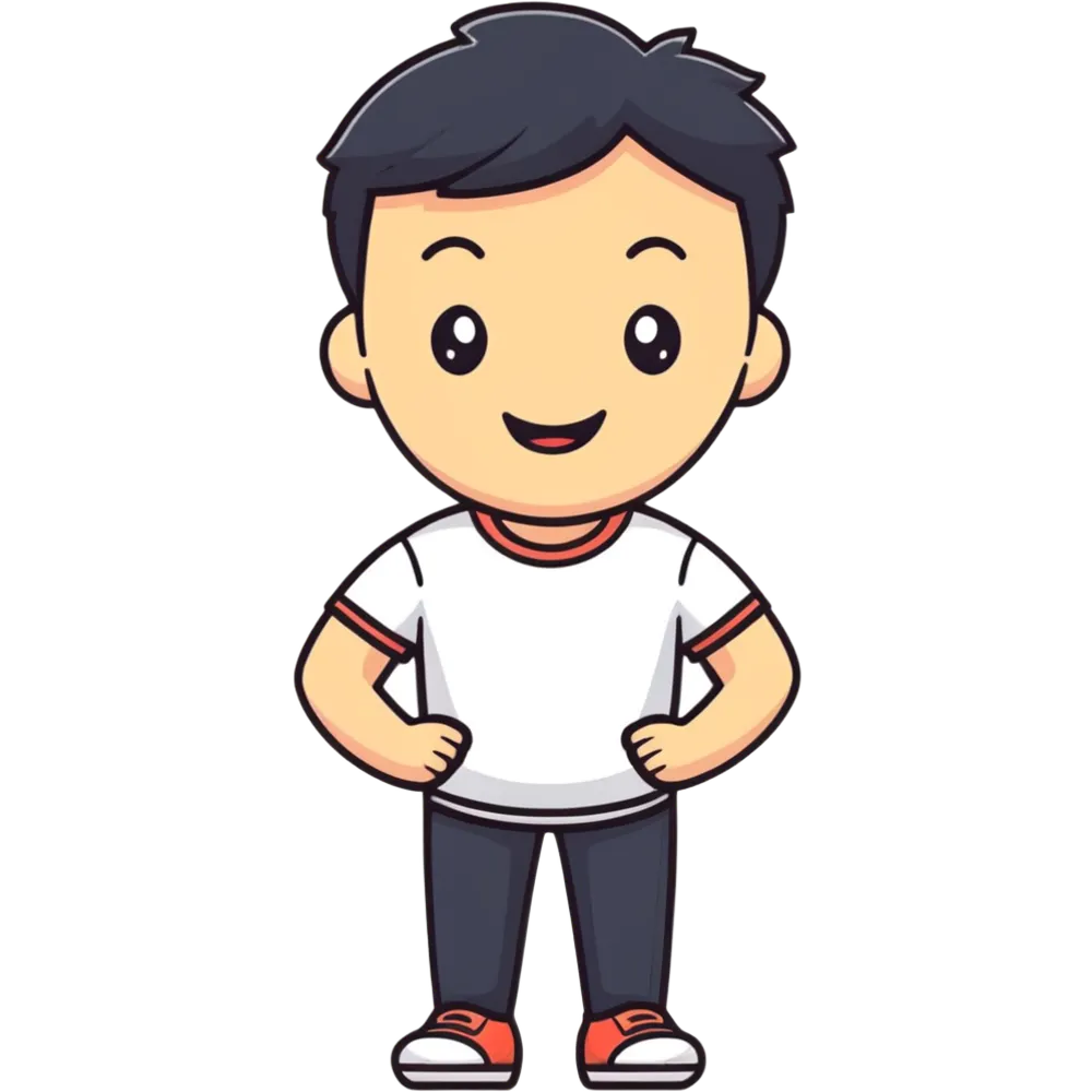 Friendly Korean man in casual clothes smiling emoji