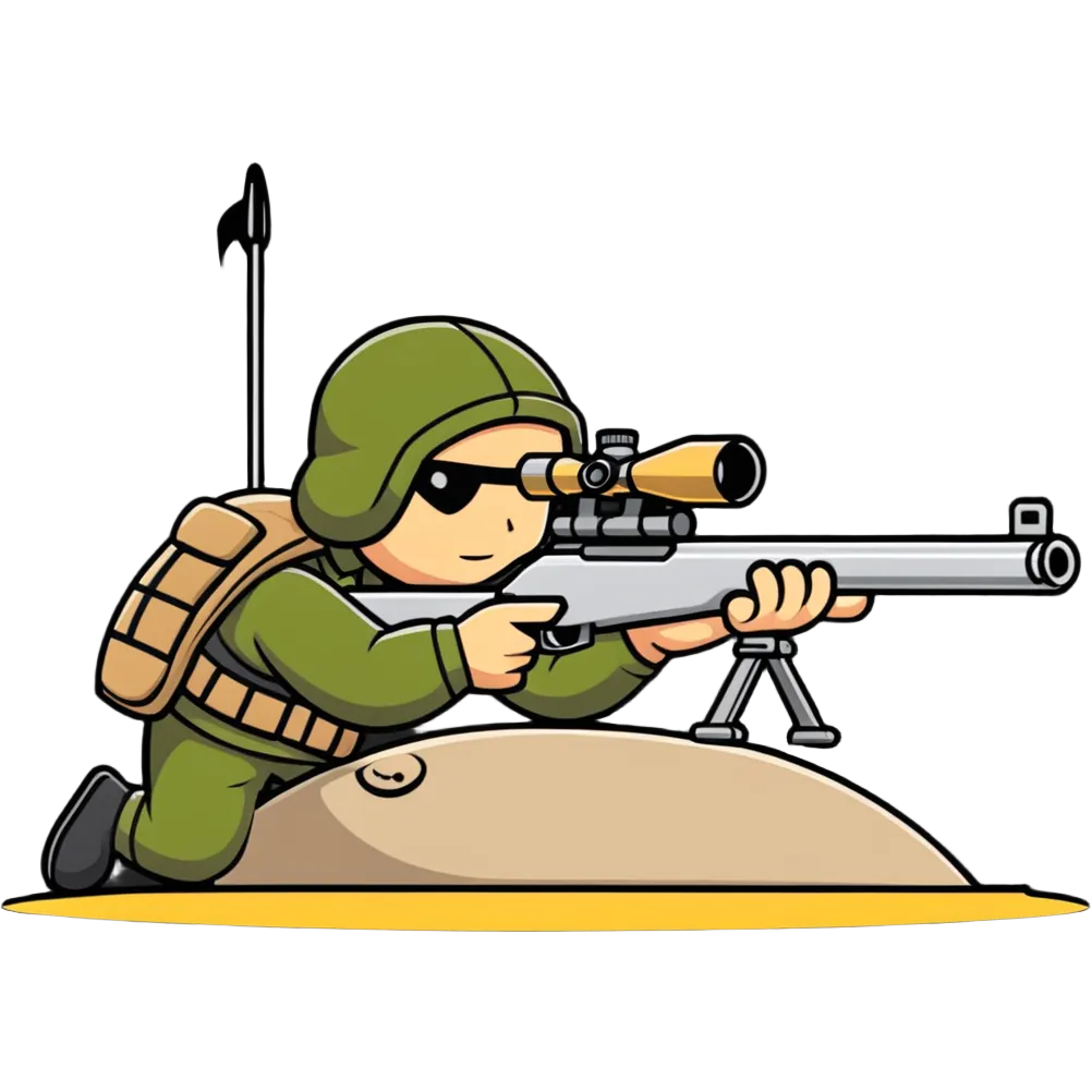 sniper cartoon lying down shooting position emoji