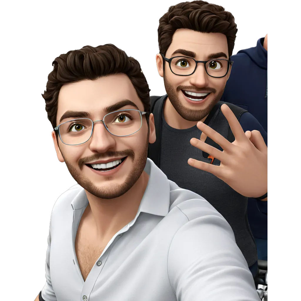 boys smiling outdoors on bikes emoji