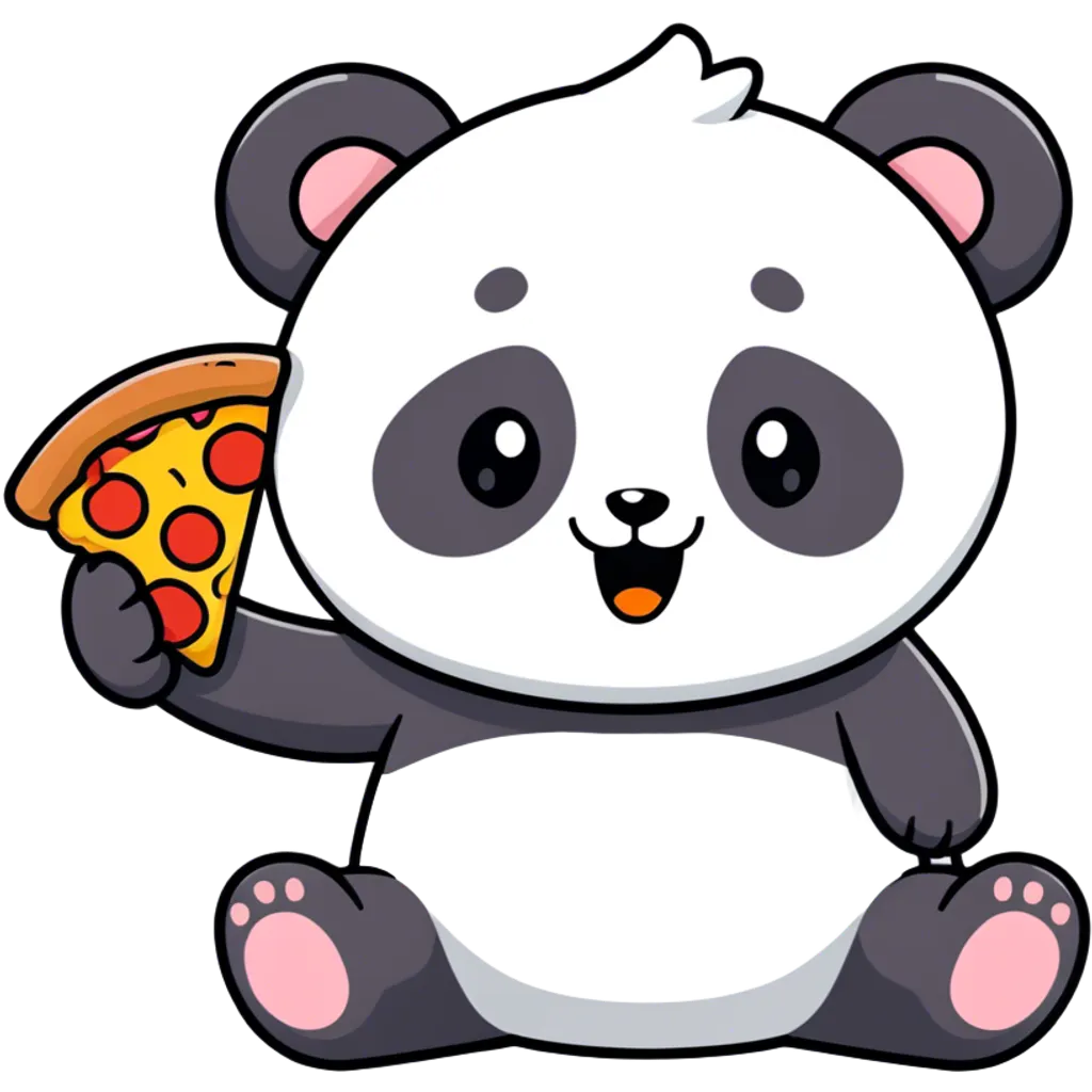 Panda eating pizza emoji