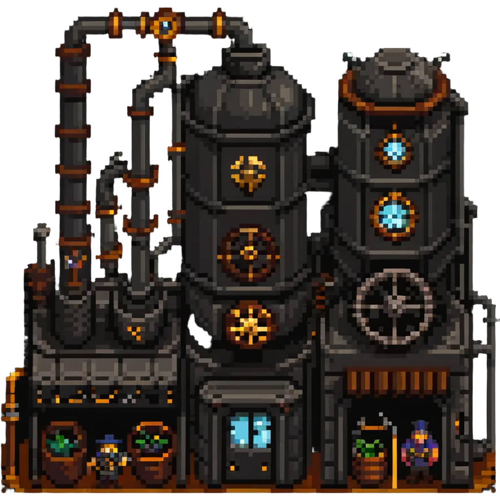 World of Warcraft steampunk factory with fantasy creatures emoji