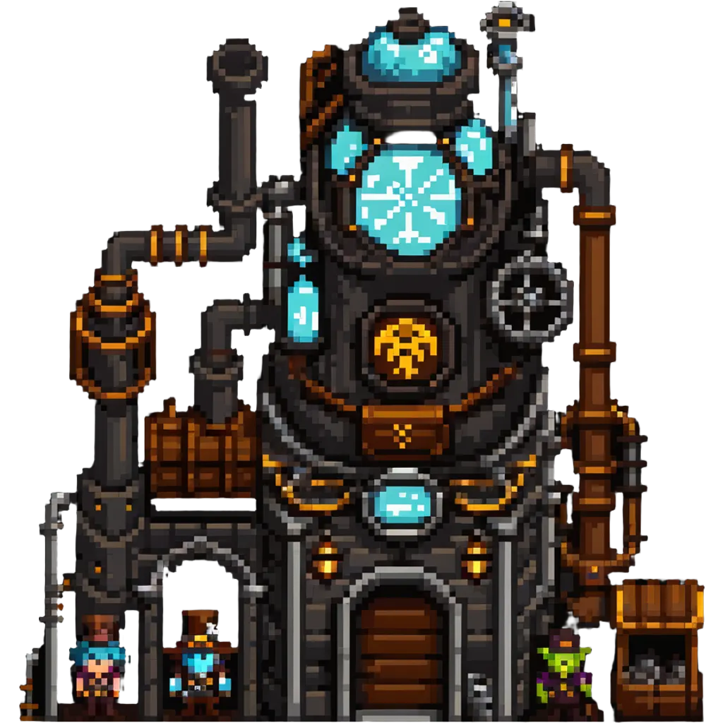 World of Warcraft steampunk factory with fantasy creatures emoji