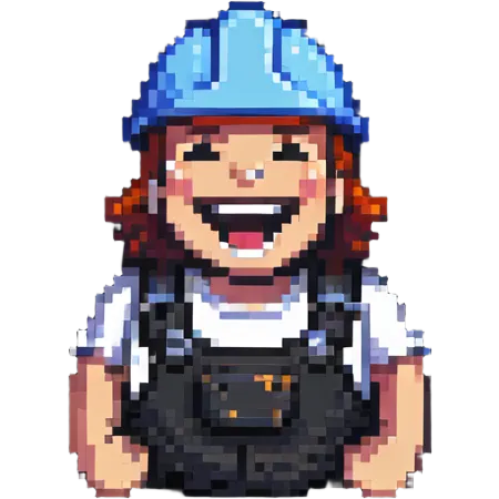 builder laughing exaggeratedly emoji