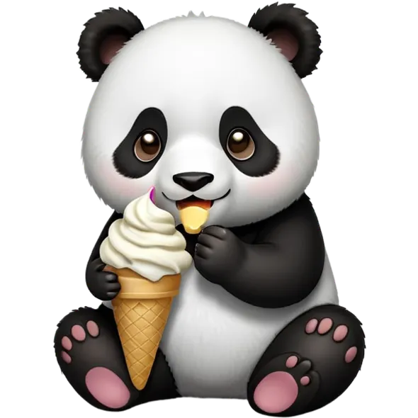 Panda eating ice cream emoji