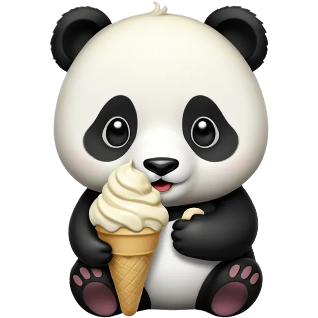 Panda eating ice cream emoji