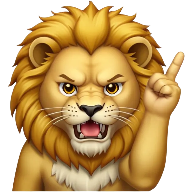 lion showing middle finger emoji
