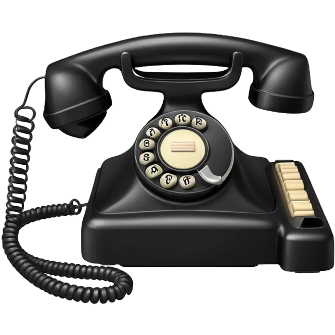 A vintage rotary corded phone with handset and spiral cord emoji