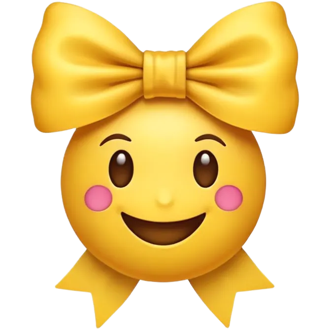 súper happy emoji with bow emoji
