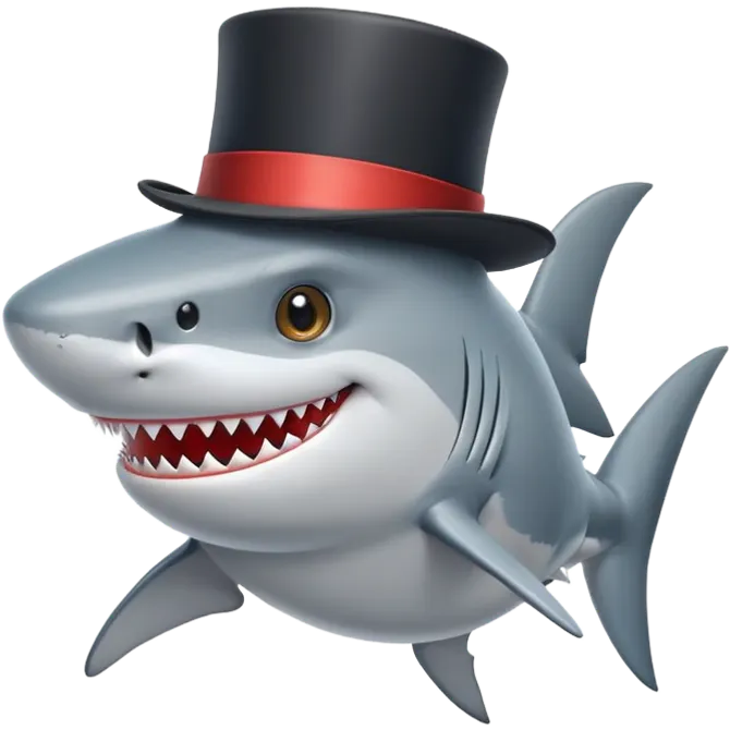 Shark with a top hat emoji