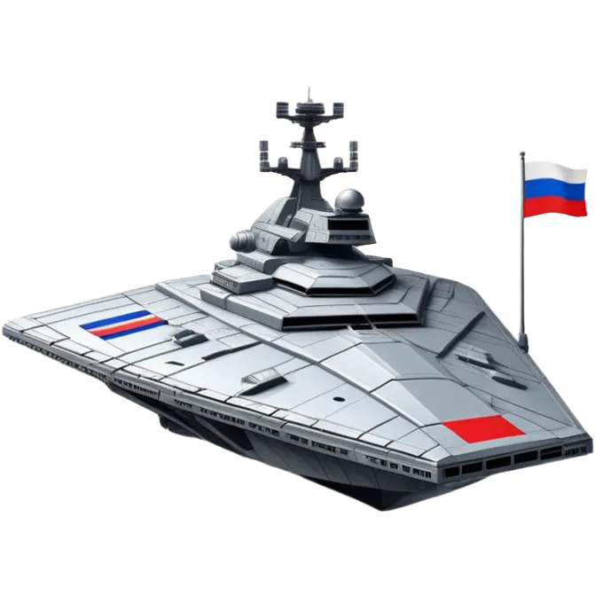 Giant star destroyer style Russian spacecraft with flag pattern on hull emoji