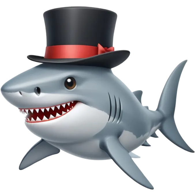 Shark with a top hat emoji