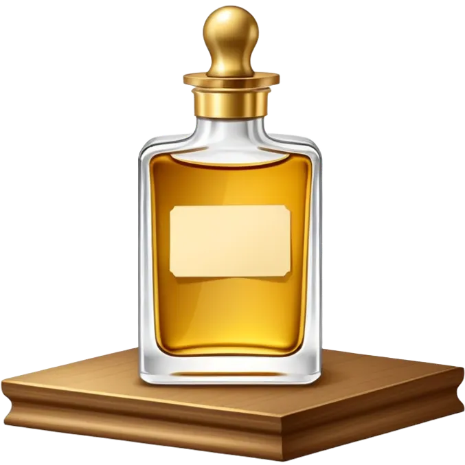 luxurious serum bottle with fancy label on a shelf, blank sticky note nearby emoji