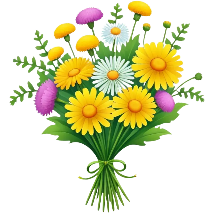 bouquet with bungan and dandelions emoji