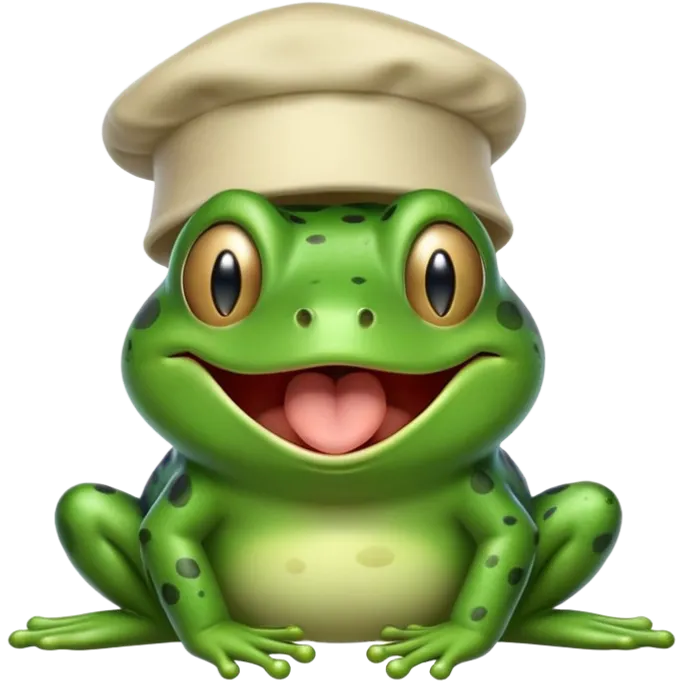 sleepy frog with nightcap yawning cutely emoji