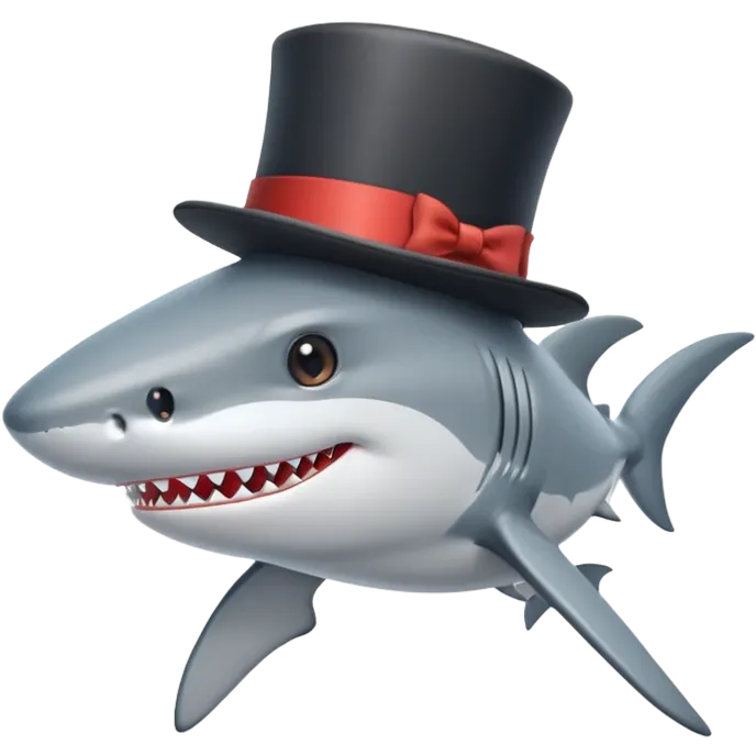 Shark with a top hat emoji