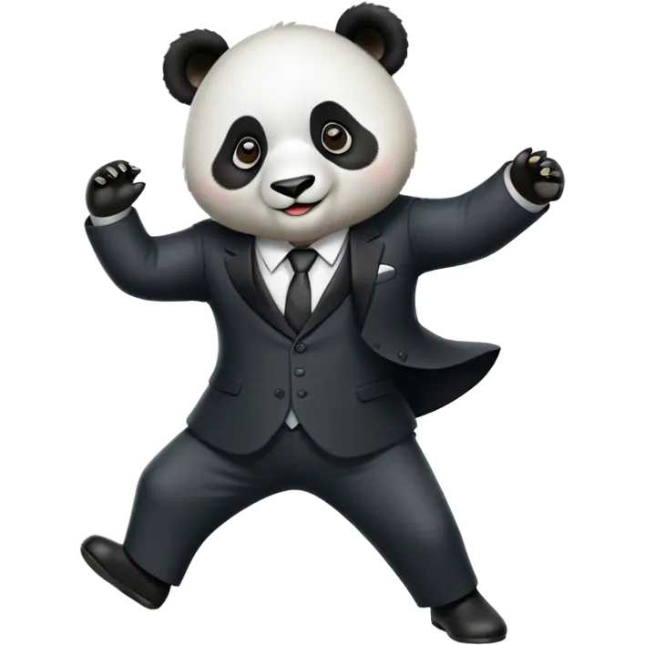 A panda dancing in suit emoji