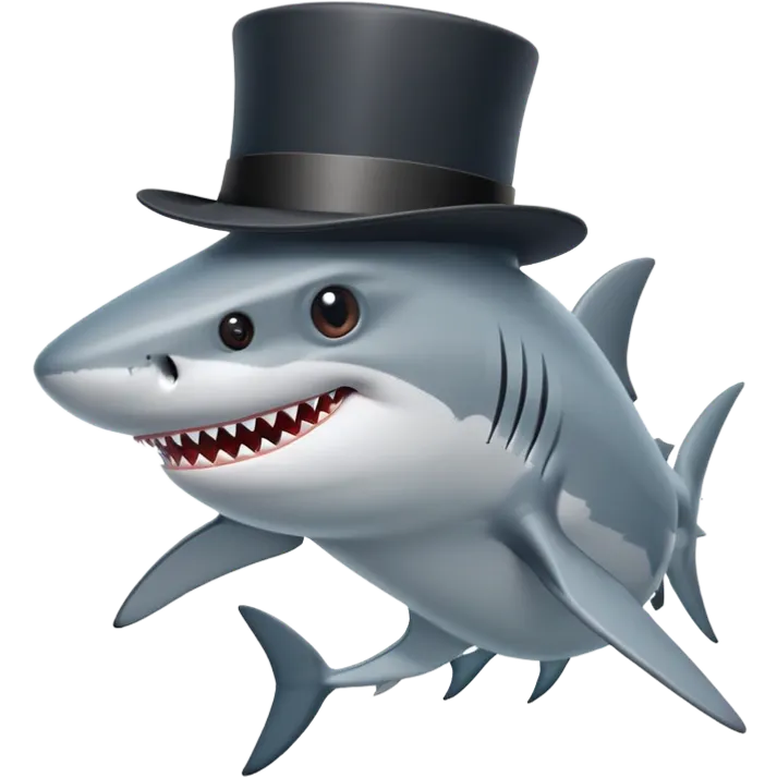 Shark with a top hat emoji